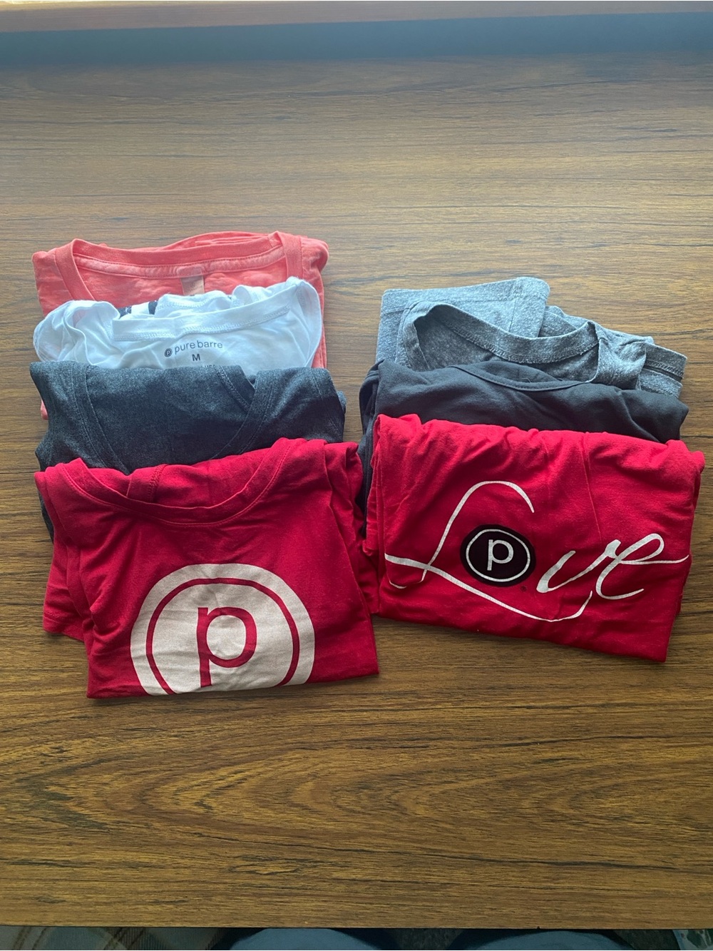 Pure Barre Mixed Shirt Set in Red, White, and Gray